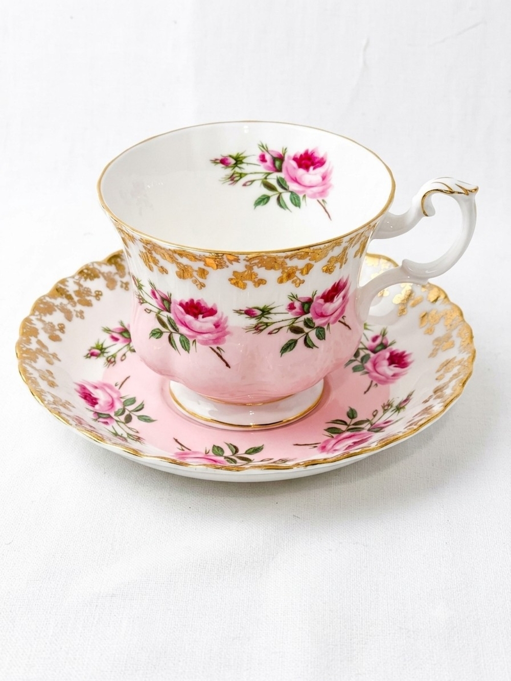 Royal Albert Pink Rose Teacup & Saucer Set - "Bridesmaid"
